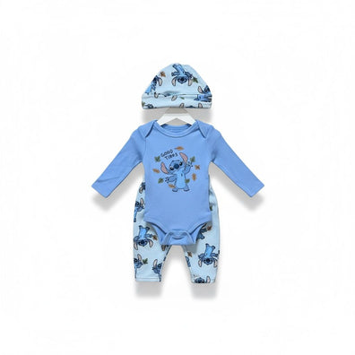 Conjunto Body Pantalon y Gorro para Bebe Stitch